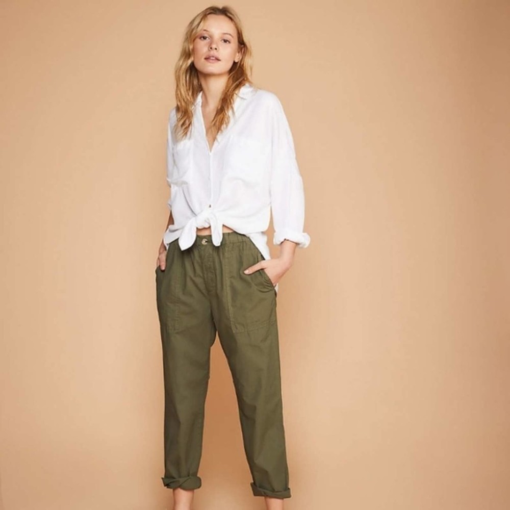 Lou and Grey Pants Poplin Pants Olive Green XL